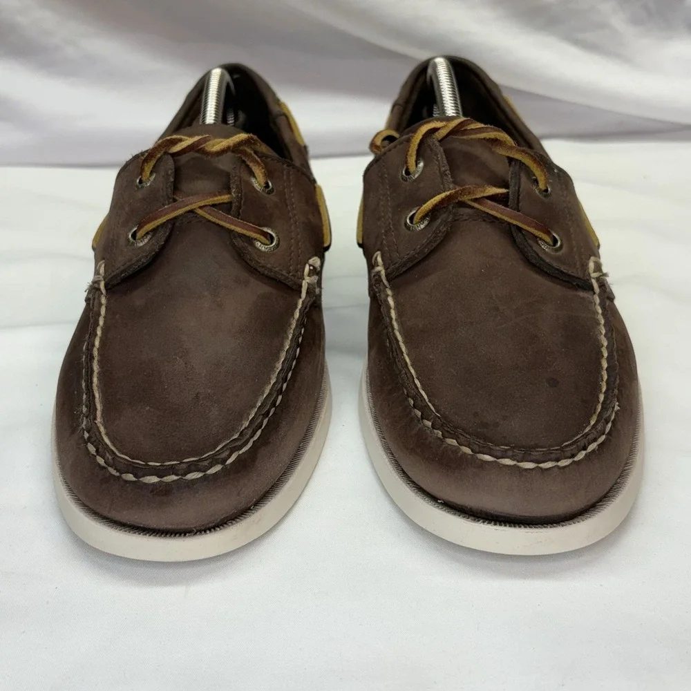 LL Bean Casco Bay Leather Boat Shoes Mens US 10.5‎ D Brown Moccasin Loafers